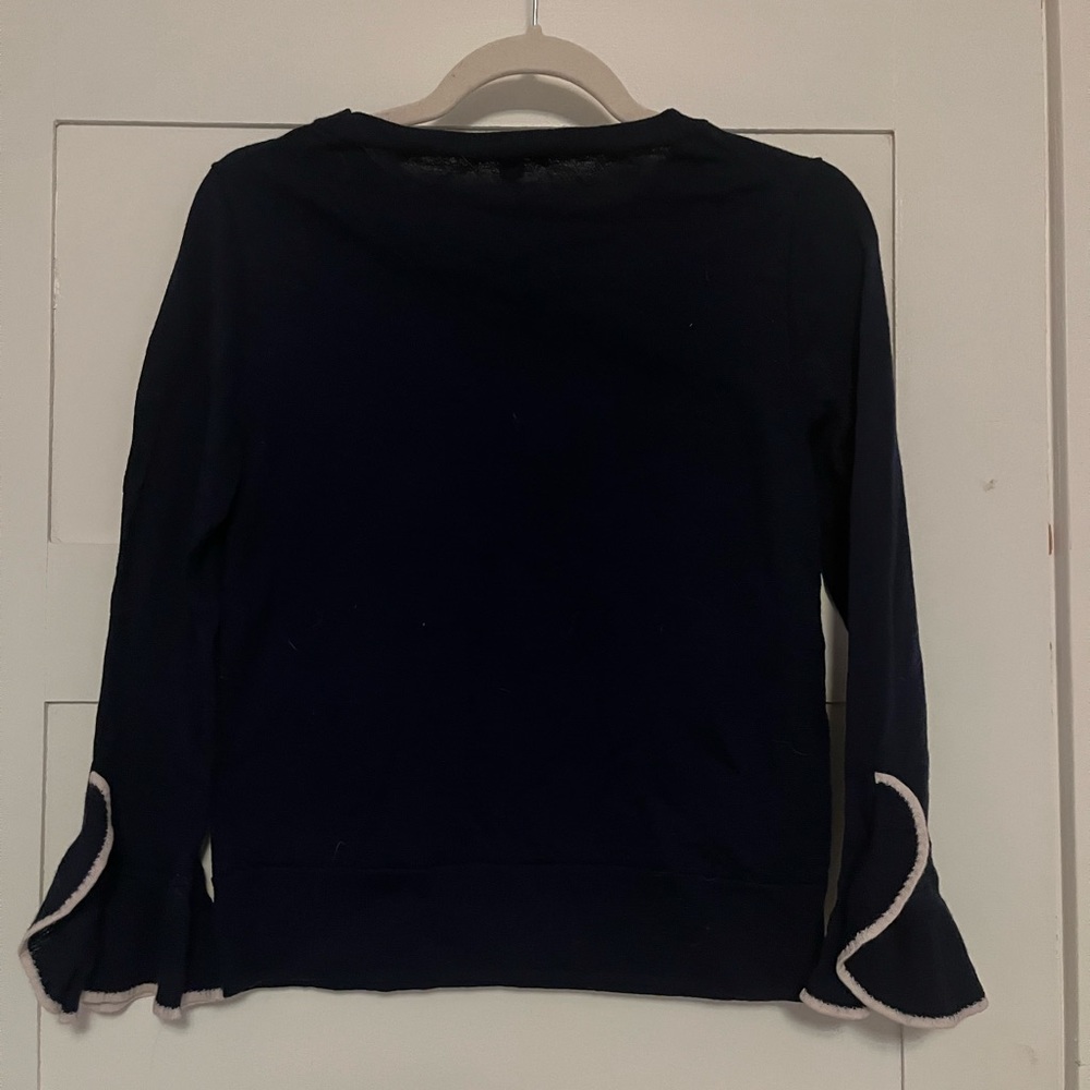 JCrew Navy Ruffle Sleeve Sweater Size M